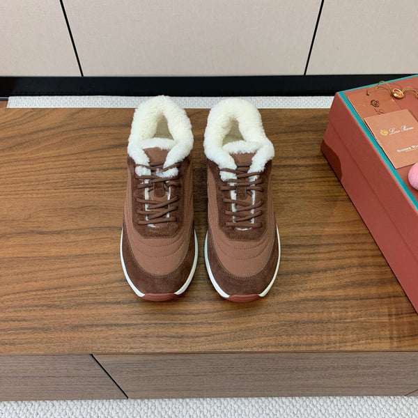 LP Week-end Walk Sneakers In Tawny Mix Earth Brown Denim With Wool Fleece Lining 984280