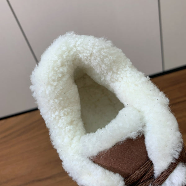 LP Week-end Walk Sneakers In Tawny Mix Earth Brown Denim With Wool Fleece Lining 984280