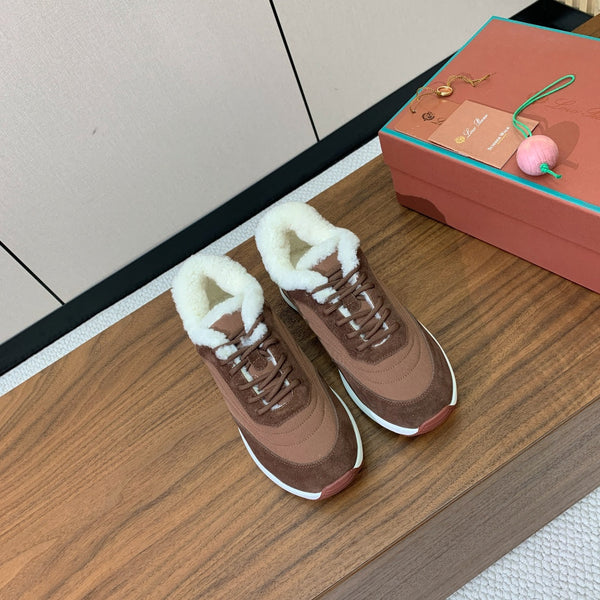 LP Week-end Walk Sneakers In Tawny Mix Earth Brown Denim With Wool Fleece Lining 984280