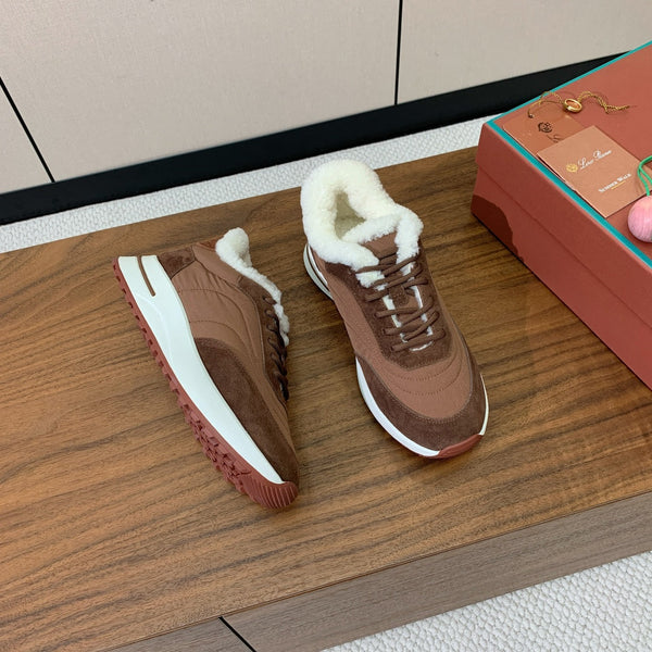 LP Week-end Walk Sneakers In Tawny Mix Earth Brown Denim With Wool Fleece Lining 984280