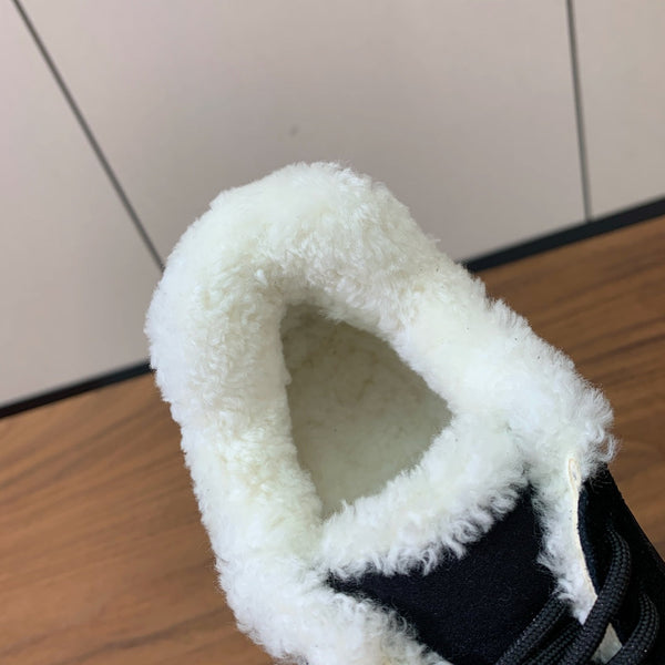 LP Week-end Walk Sneakers In Black Mix Navy Blue Denim With Wool Fleece Lining 984281