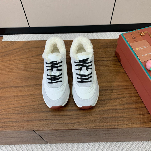 LP Week-end Walk Sneakers In White Grey Mix Black Denim With Wool Fleece Lining 984282