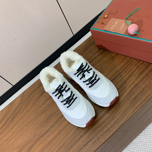 LP Week-end Walk Sneakers In White Grey Mix Black Denim With Wool Fleece Lining 984282