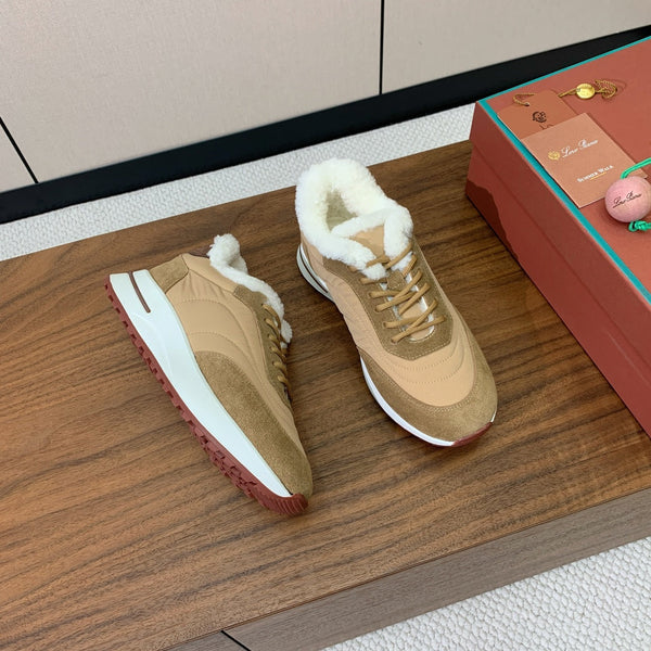 LP Week-end Walk Sneakers In Dark Beige Mix Camel Denim With Wool Fleece Lining 984283