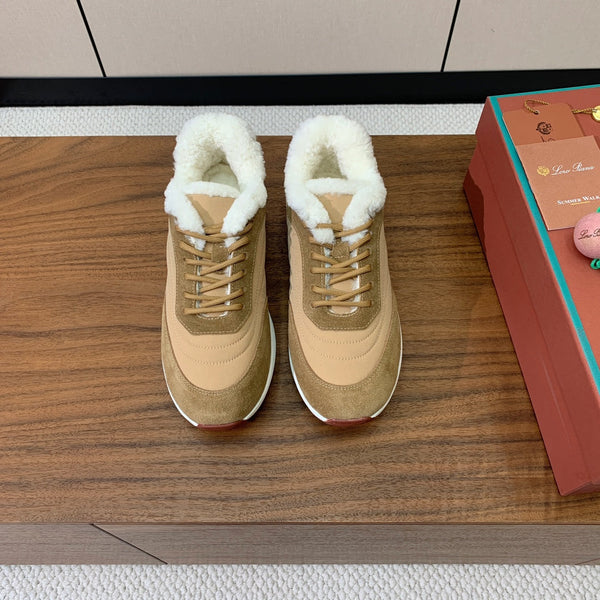 LP Week-end Walk Sneakers In Dark Beige Mix Camel Denim With Wool Fleece Lining 984283