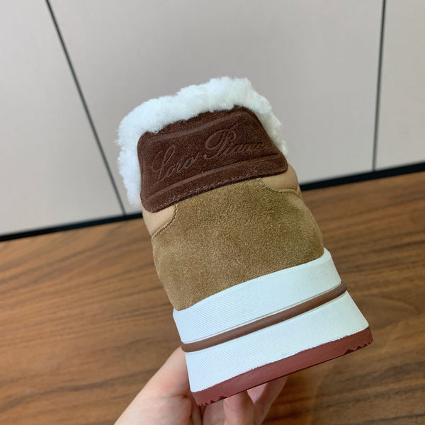 LP Week-end Walk Sneakers In Dark Beige Mix Camel Denim With Wool Fleece Lining 984283