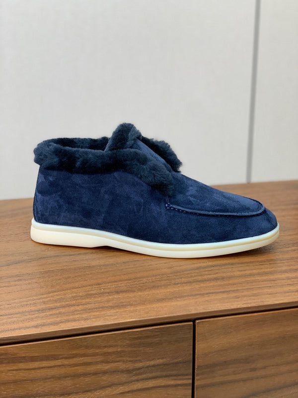 LP Open Walk Ankle Boot In Navy Blue Suede With Wool Fleece Lining  984275