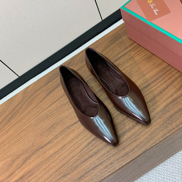 LP Rebecca Ballet Flats In Brown Patent Cowhide 474776