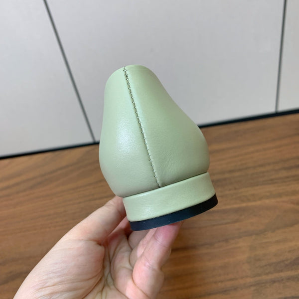 LP Rebecca Ballet Flats In Grey Matcha Green Cowhide