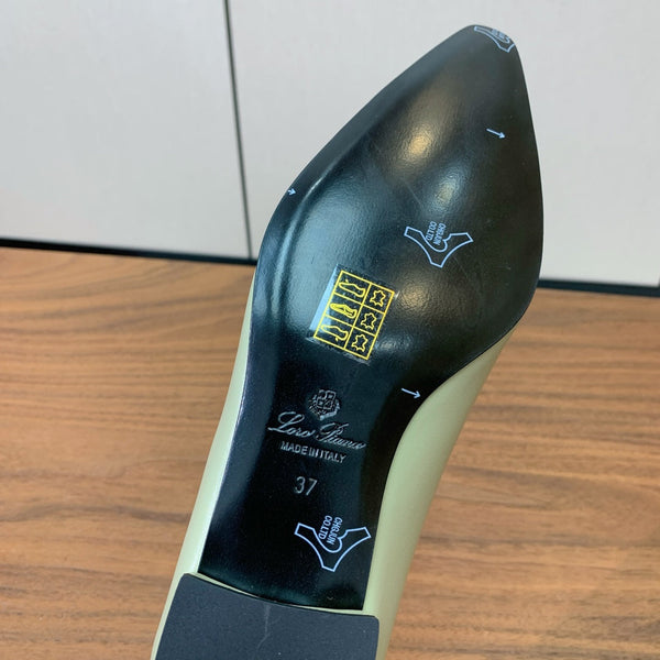 LP Rebecca Ballet Flats In Grey Matcha Green Cowhide