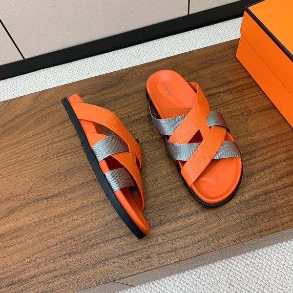 HM Kazimir Sandal Orange mix Gray Canvas Calfskin 293995