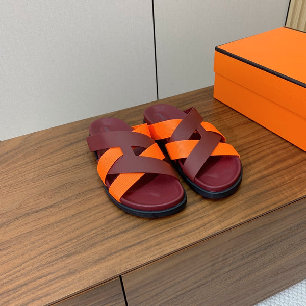 HM Kazimir Sandal Burgundy Orange Frabic Calfskin 294006