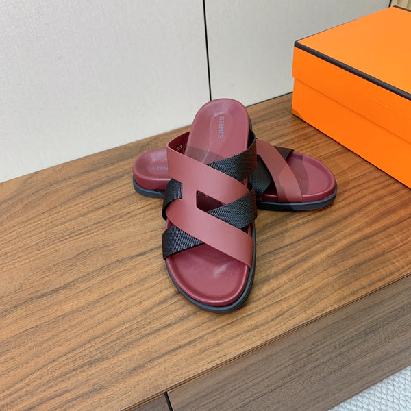 HM Kazimir Sandal Burgundy Black Frabic Calfskin 294008