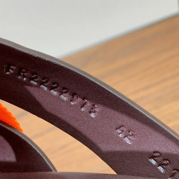 HM Kazimir Sandal Dark Brown Orange Frabic Calfskin 294009