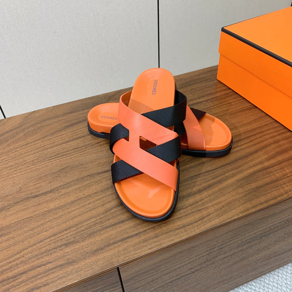 HM Kazimir Sandal Orange Black Frabic Calfskin 294011