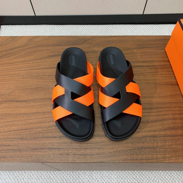 HM Kazimir Sandal Black Orange Frabic Calfskin 294012