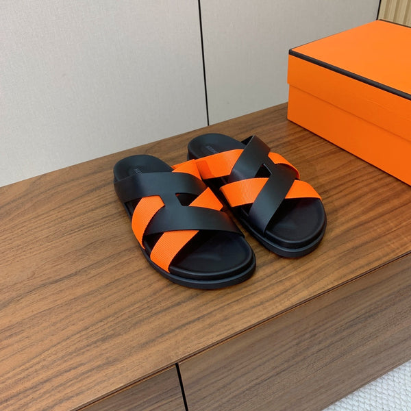 HM Kazimir Sandal Black Orange Frabic Calfskin 294012