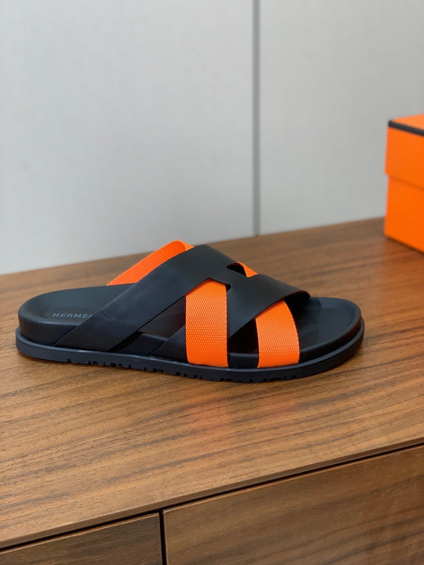 HM Kazimir Sandal Black Orange Frabic Calfskin 294012