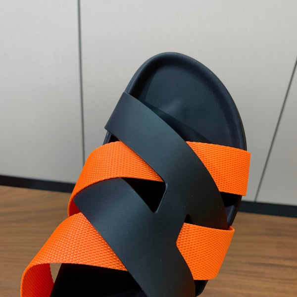 HM Kazimir Sandal Black Orange Frabic Calfskin 294012