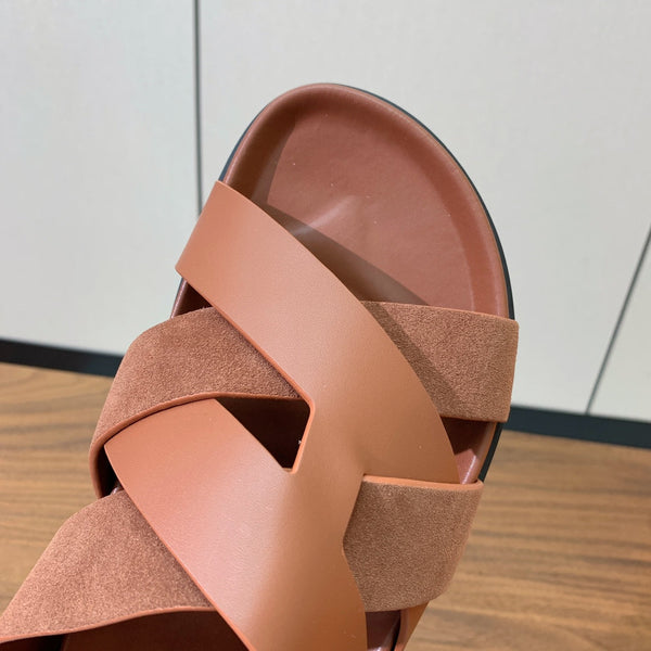 HM Kazimir Sandal Brown Suede Calfskin 294031