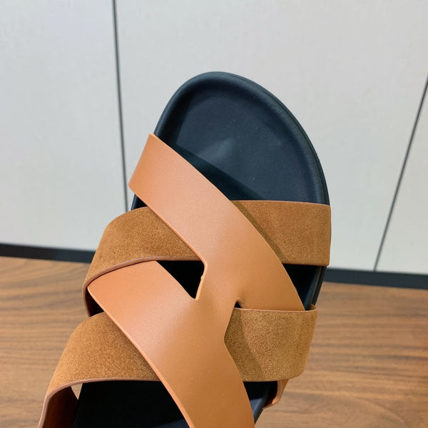 HM Kazimir Sandal Brown Black Suede Calfskin 294039