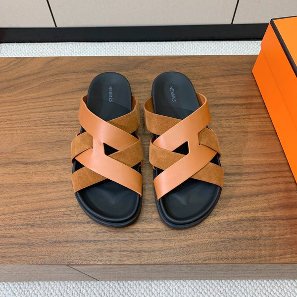 HM Kazimir Sandal Brown Black Suede Calfskin 294039