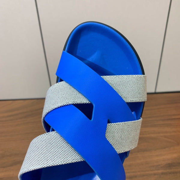 HM Kazimir Sandal Blue Gray Farbic Calfskin 293982