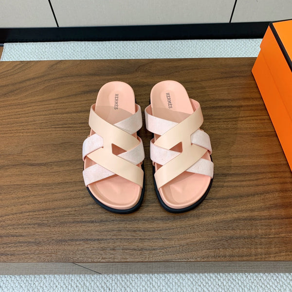 Sandalo HM Kazimir in pelle di vitello scamosciata rosa pallido 293991