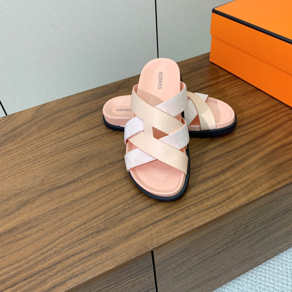 Sandalo HM Kazimir in pelle di vitello scamosciata rosa pallido 293991