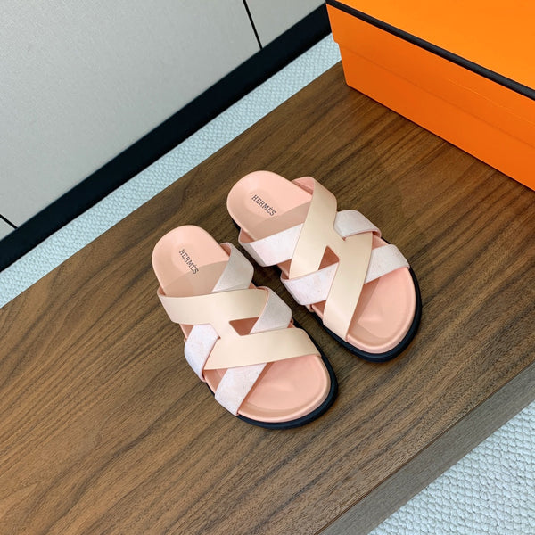 Sandalo HM Kazimir in pelle di vitello scamosciata rosa pallido 293991