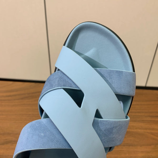HM Kazimir Sandal Light Blue Suede Calfskin 293992