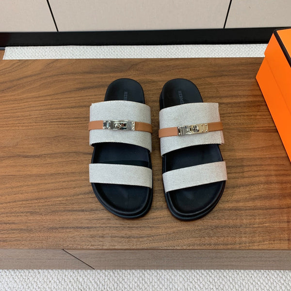 Sandalo HM Jackson in pelle di vitello grigio nero 294042