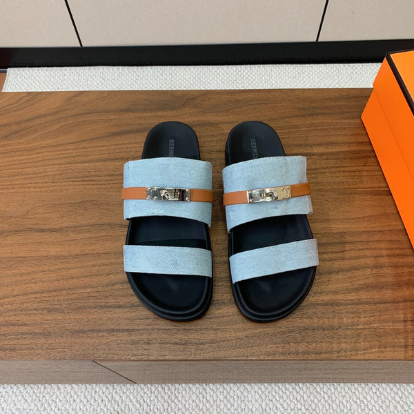 HM Jackson Sandal Denim Black Calfskin 294043