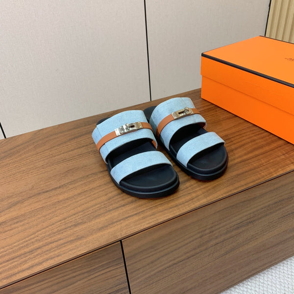 HM Jackson Sandal Denim Black Calfskin 294043