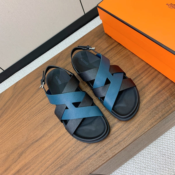 HM Heracles Sandals Lapis Blue Frabic Calfskin 294072