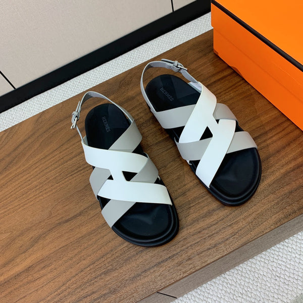 HM Heracles Sandals White Gray Calfskin 294075