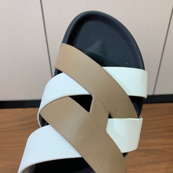 HM Heracles Sandals White Etoupe Calfskin 294079