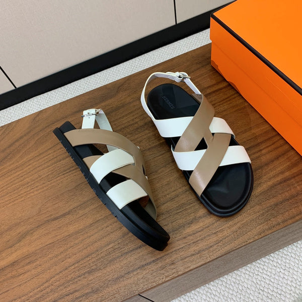 HM Heracles Sandals White Etoupe Calfskin 294079