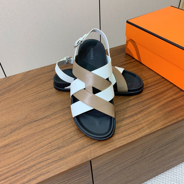 HM Heracles Sandals White Etoupe Calfskin 294079