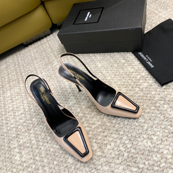 SL SNEAKER CON TACCO TRIANGOLARE IN PELLE DI VITELLO BISCOTTO