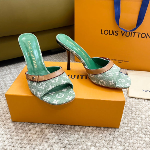 lv neo revival 90 green monogram denim calfskin