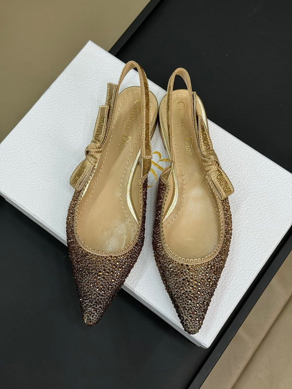 J'Adior Slingback Black Gold-tone Cotton Microbeads