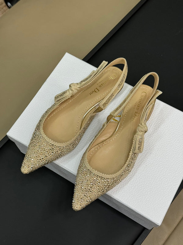 J'Adior Slingback Gold-tone Cotton Microbeads
