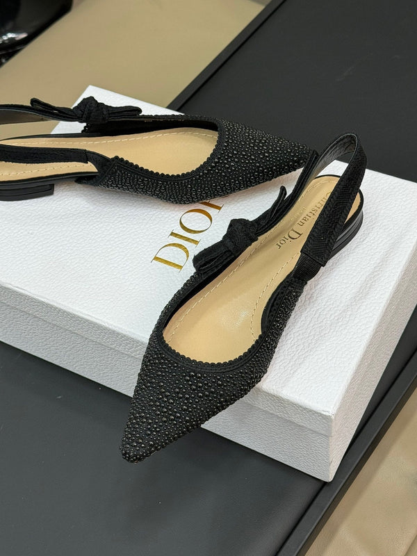 J'Adior Slingback Nero Microperle di Cotone