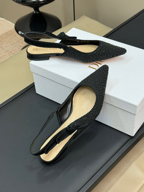 J'Adior Slingback Nero Microperle di Cotone
