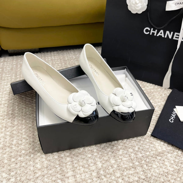 ballerina fiore vitello bianco vitello verniciato nero