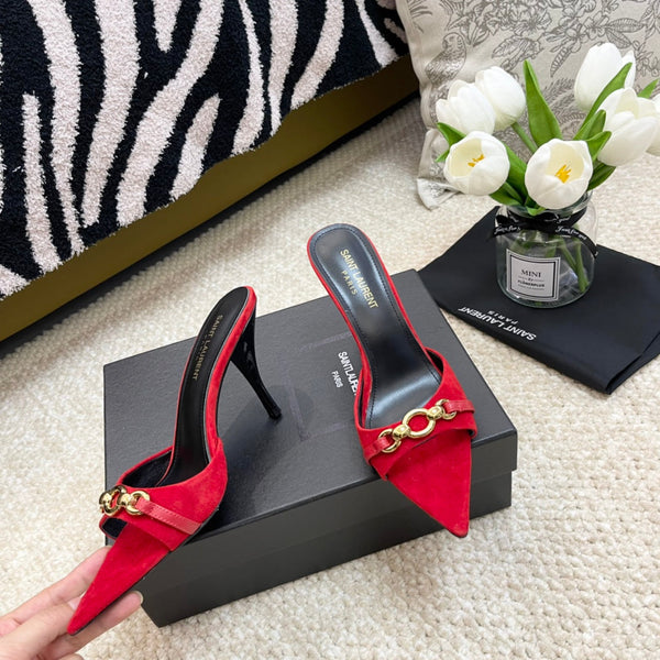 SL LINK MULES PUMP RED VELVET