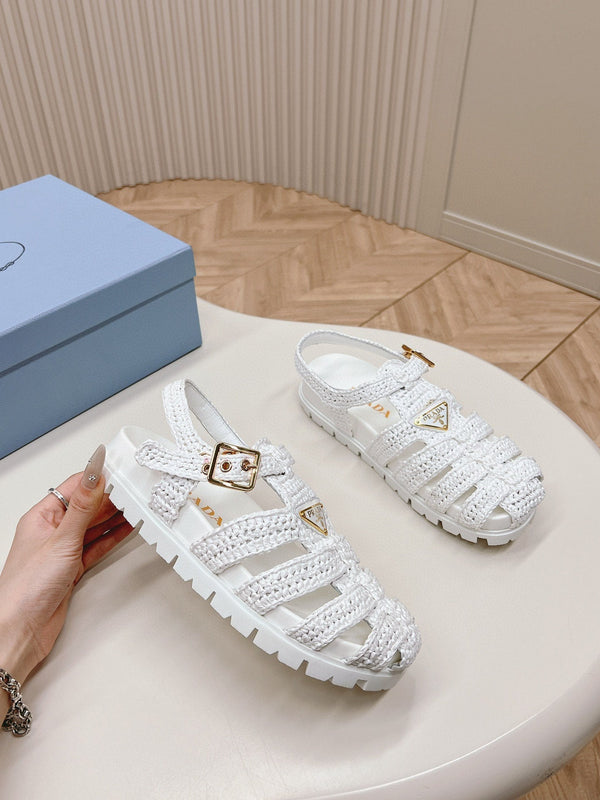 SANDALI DA PESCATORE IN GOMMA PRA IN PELLE DI AGNELLO BIANCA