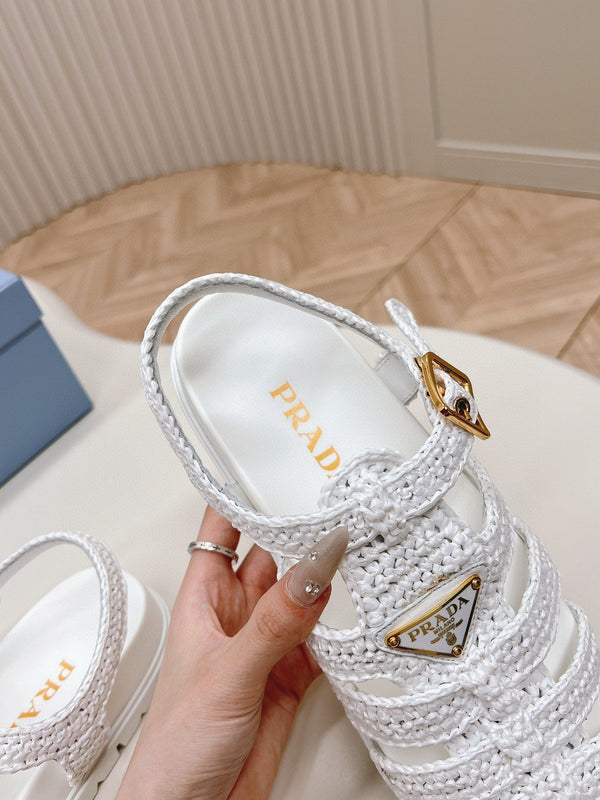 SANDALI DA PESCATORE IN GOMMA PRA IN PELLE DI AGNELLO BIANCA