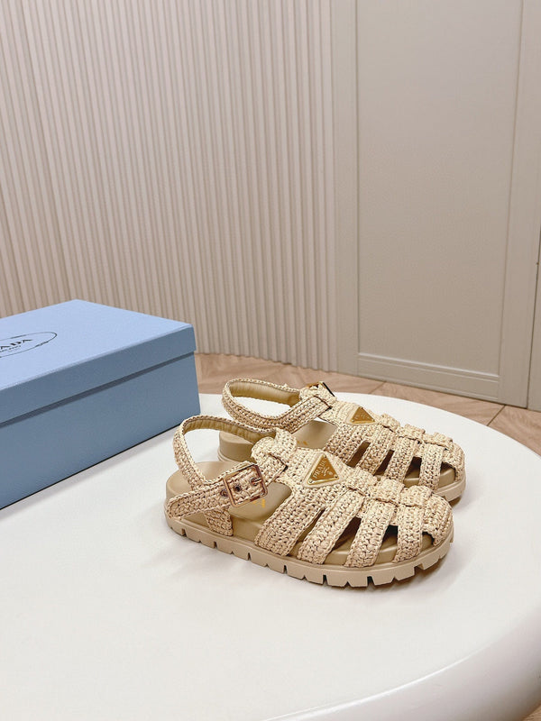 SANDALI DA PESCATORE IN GOMMA PRA IN PELLE DI AGNELLO BEIGE